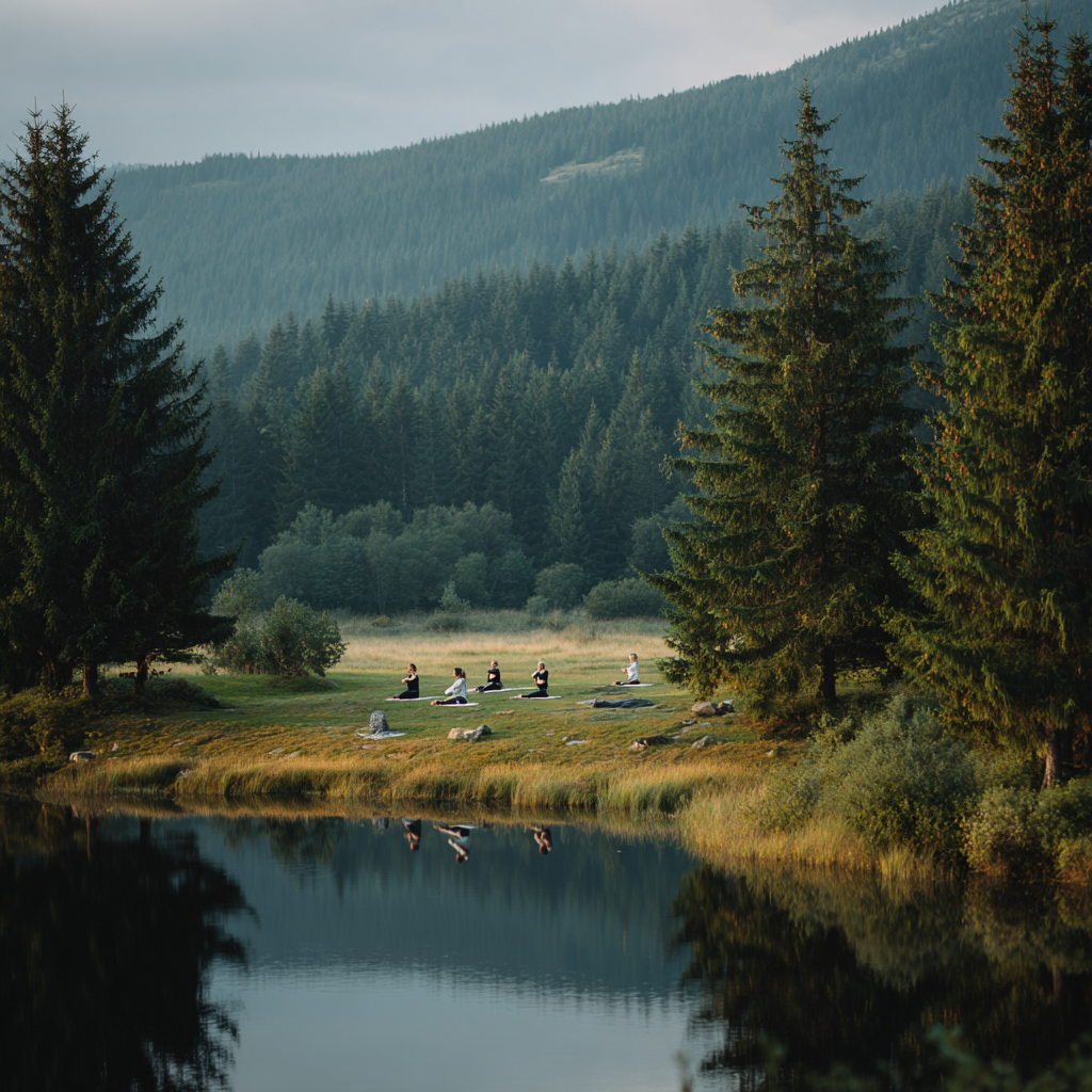 Групове заняття йогою на природі